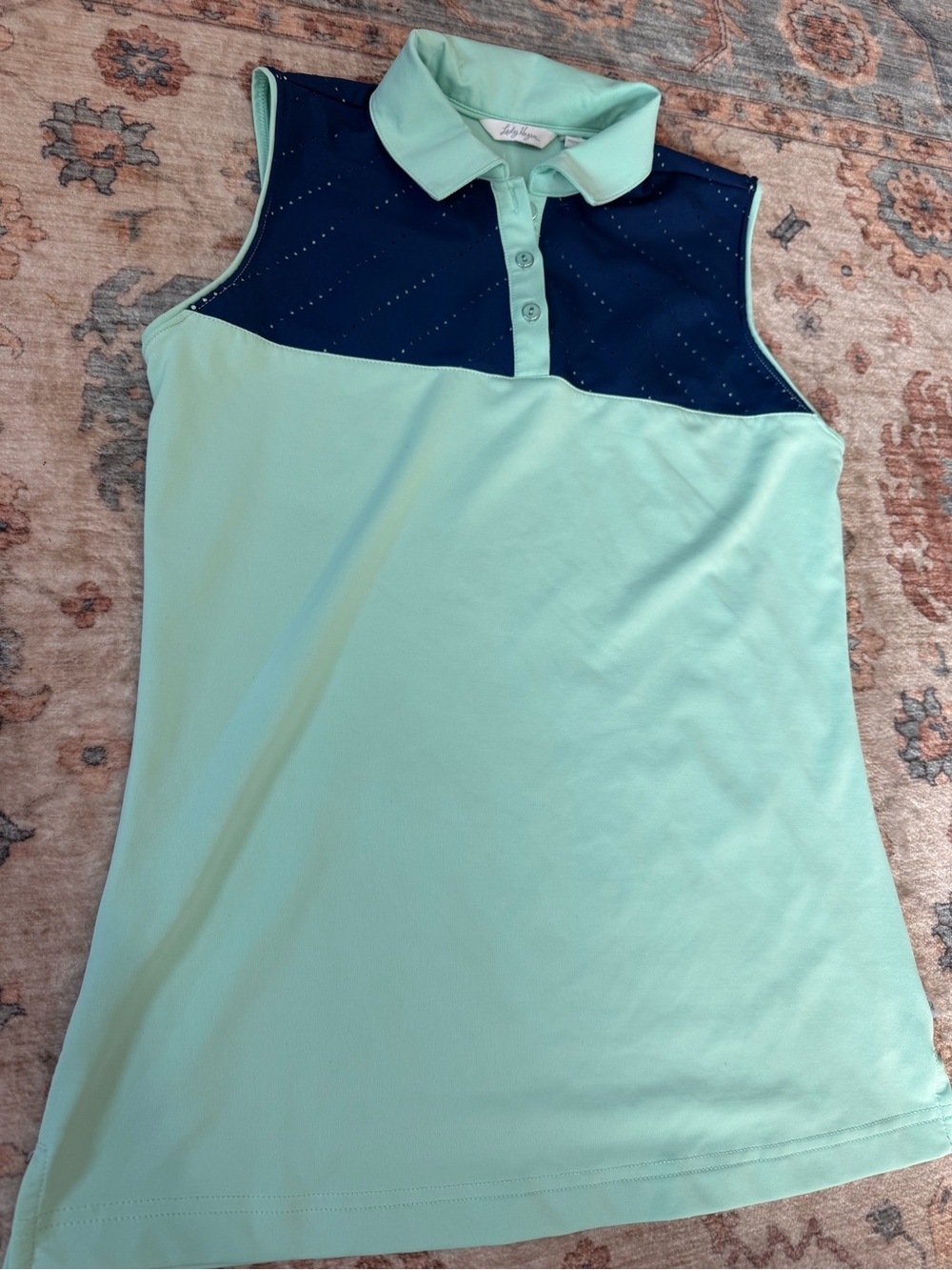 Lady Hagen Sleeveless Golf Polo Mint Green Navy XS